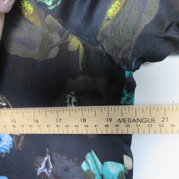 Club Monaco Lillian Butterfly Floral Blouse Women's Medium Black Casual 134 - Picture 7 of 9
